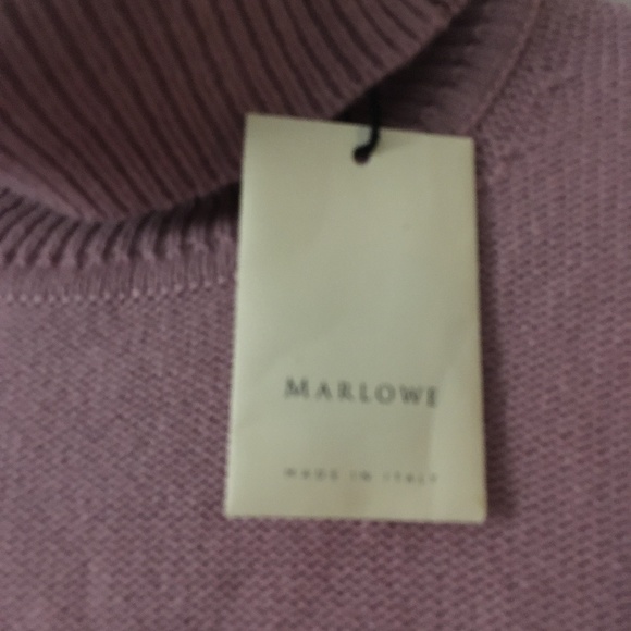 NWT MARLOWE Italy Rose Pink 100% Cashmere Thick Knit Turtleneck Sweater M - Picture 4 of 5
